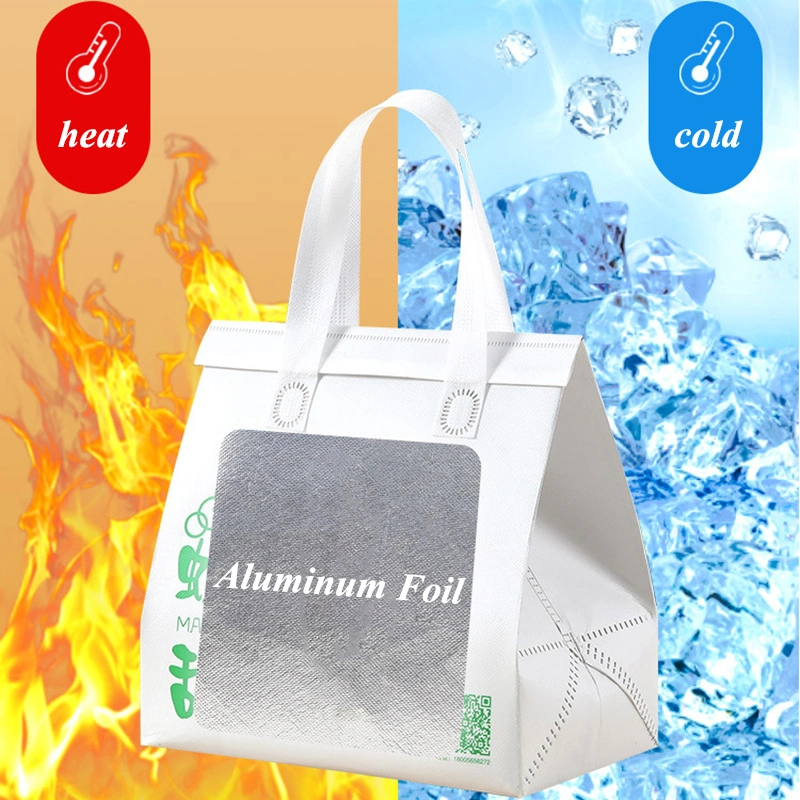 Non Woven Aluminum Foil Disposable Cooler Bag Small Takeaway Cold and Hot Drinks Coffee Food Delivery Thermal Insulated Bag