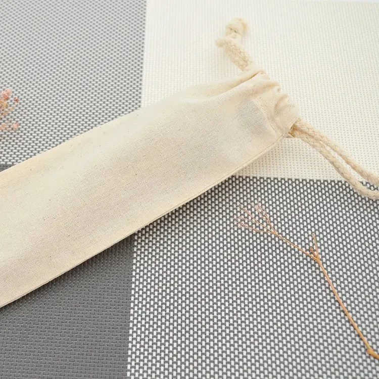 Outdoor Fashion Design Natural Cotton Drawstring Bag Manufacturing Chopsticks Fork Storage Bag - Image 6