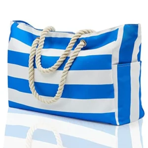 Outdoor Handbag Striped Bohemian Canvas Storage Bag with Large Capacity Beach Bag - Image 4