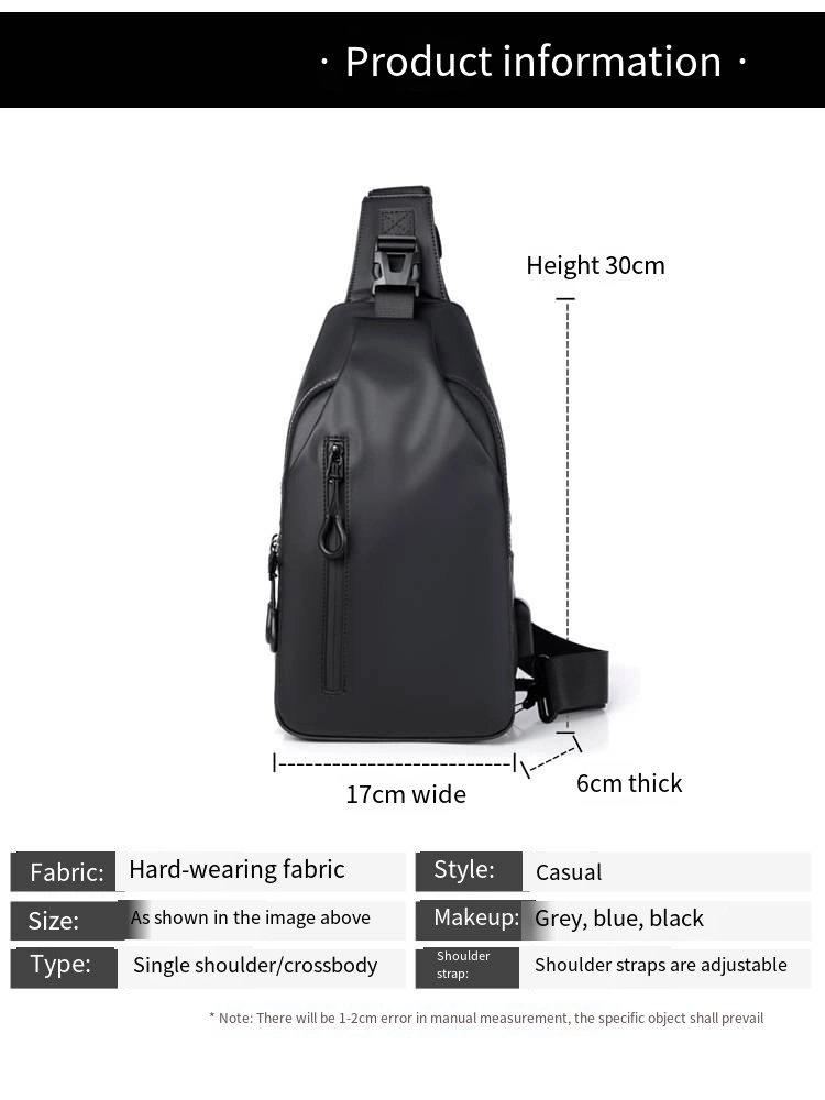 Outdoor Lightweight Crossbody Bag Men&prime;s Chest Bag Simple Fashion Trend Shoulder Bag