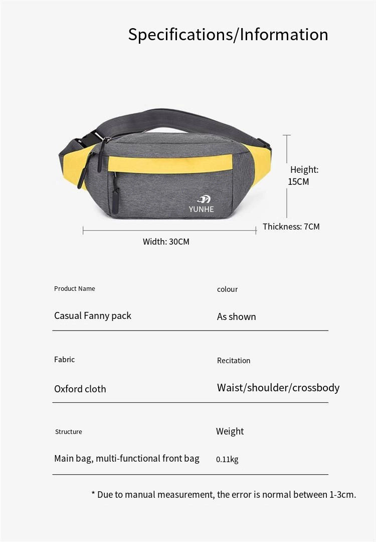 Oxford Fanny Pack Fashion Men′s and Women′s Breast Bag Sports Crossbody Bag