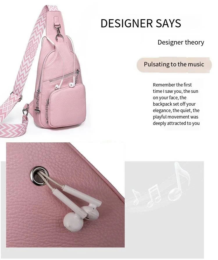 PU Soft Leather Women&prime;s Breast Bag Simple Crossbody Bag for Travel