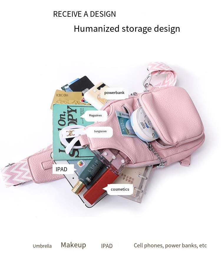 PU Soft Leather Women&prime;s Breast Bag Simple Crossbody Bag for Travel