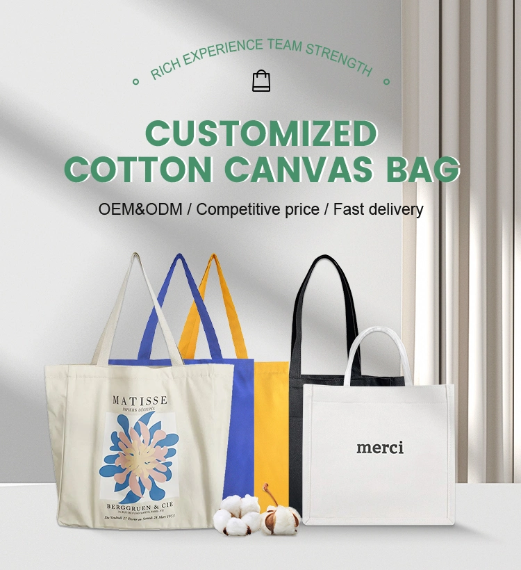 Personalized Canvas Bag Reusable Tote Cotton Bag with Custom Printed Logo