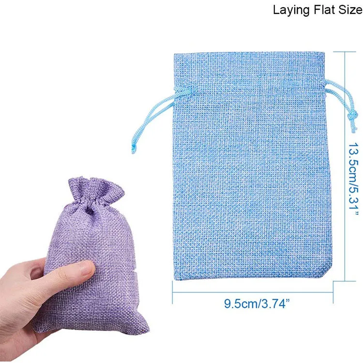 Personalized Customised Print Small Soft Burlap Linen Packaging Cloth Drawstring Dust Shoe Bag