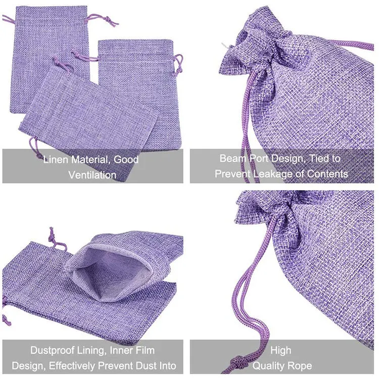 Personalized Customised Print Small Soft Burlap Linen Packaging Cloth Drawstring Dust Shoe Bag