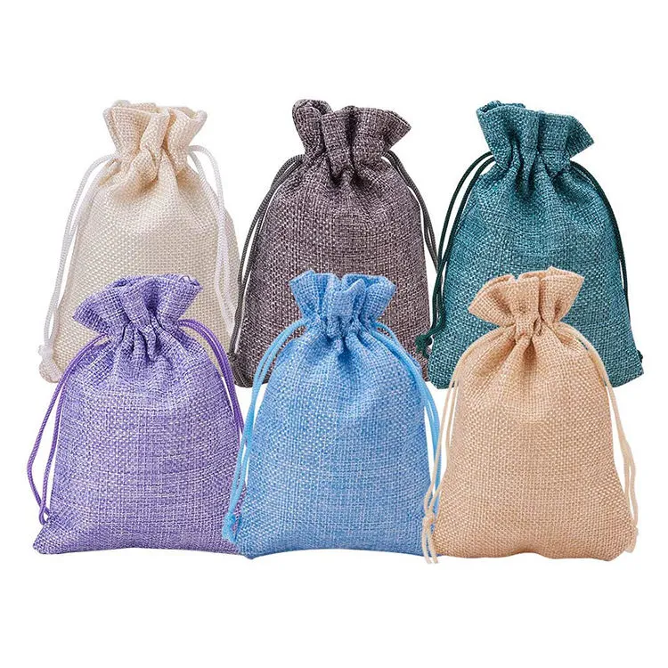 Personalized Customised Print Small Soft Burlap Linen Packaging Cloth Drawstring Dust Shoe Bag