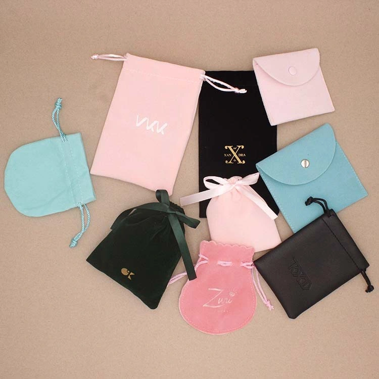 Pink Flannelette Bag Custom Jewelry Headpiece Bag Drawstring Fabric Bundle Pocket