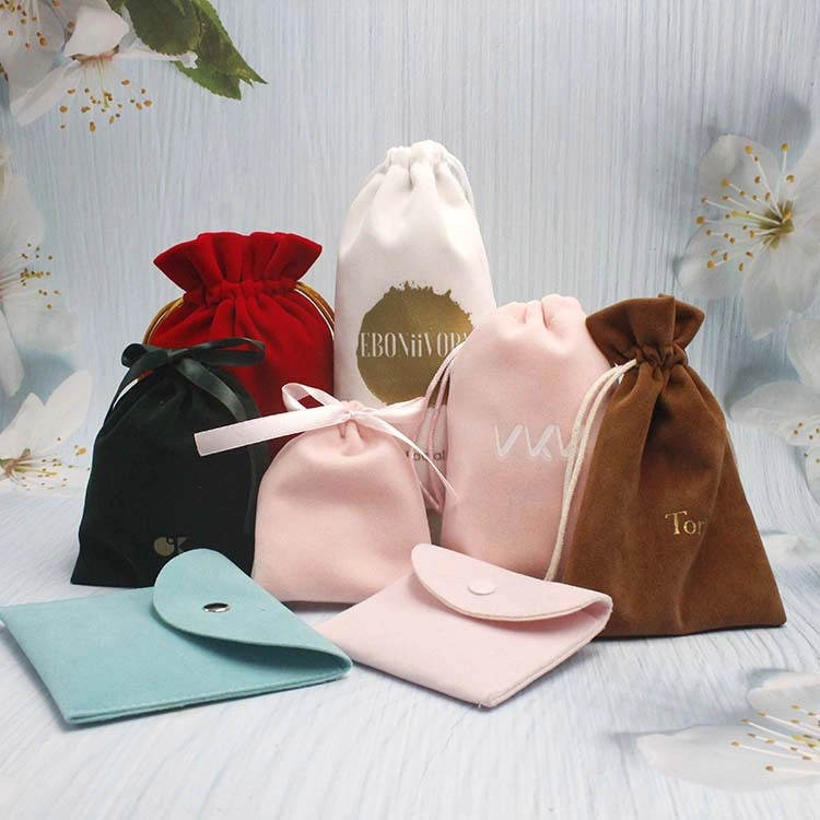 Pink Flannelette Bag Custom Jewelry Headpiece Bag Drawstring Fabric Bundle Pocket