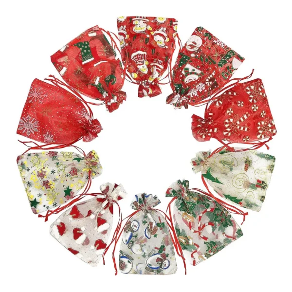 Popular Durable Jewellery Candy Gift Designs Colourful Patterns Organza Drawstring Bag with Logo - Image 5