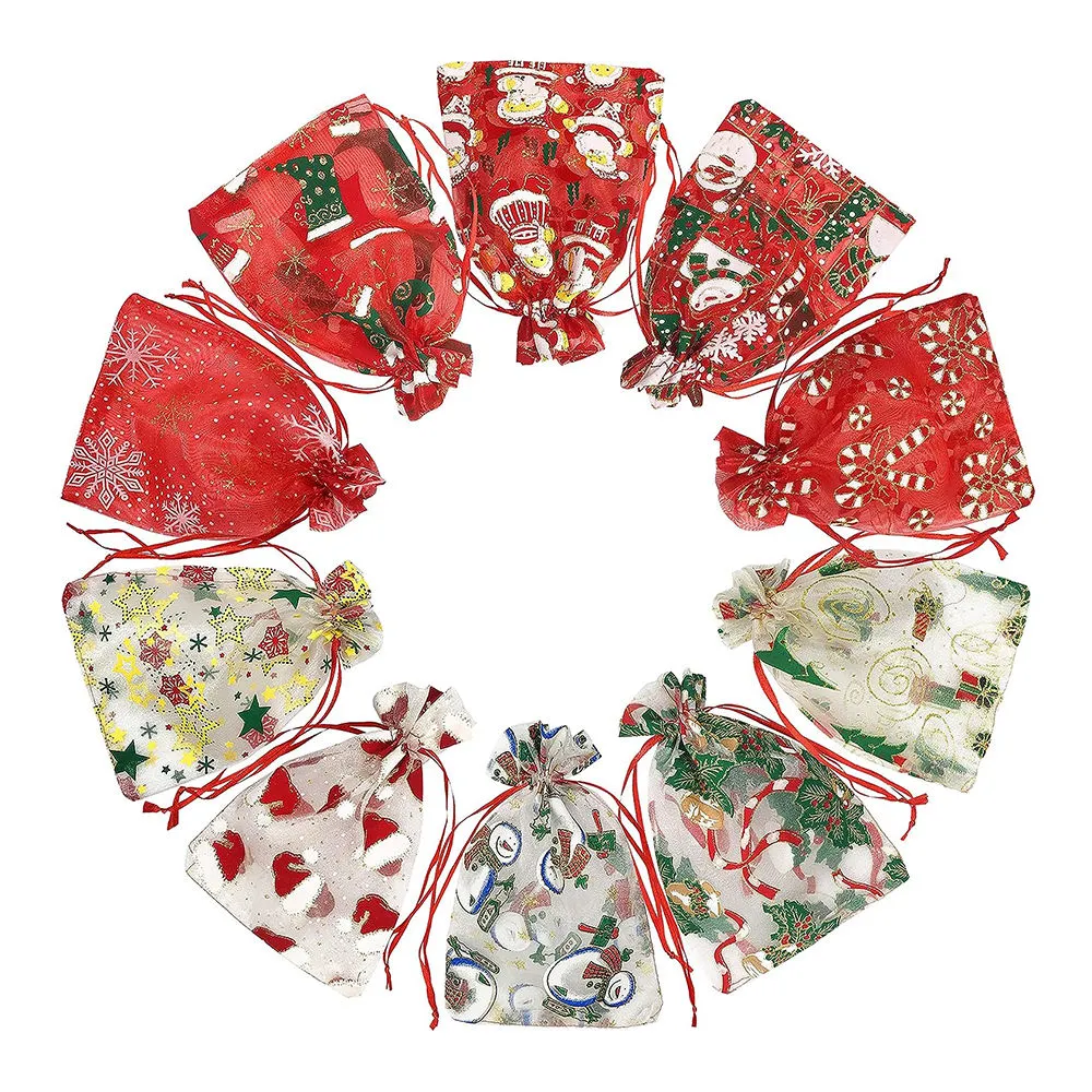 Popular Durable Jewellery Candy Gift Designs Colourful Patterns Organza Drawstring Bag with Logo