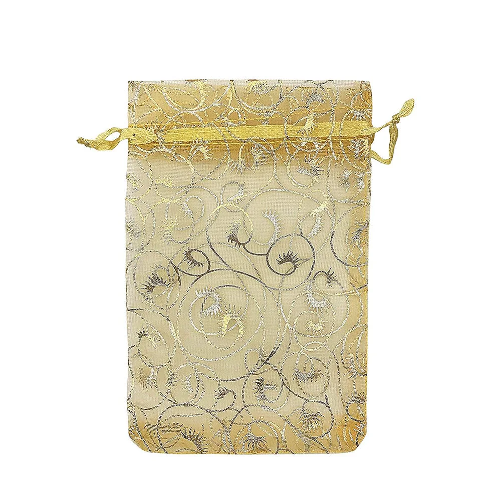 Popular Durable Jewellery Candy Gift Designs Colourful Patterns Organza Drawstring Bag with Logo