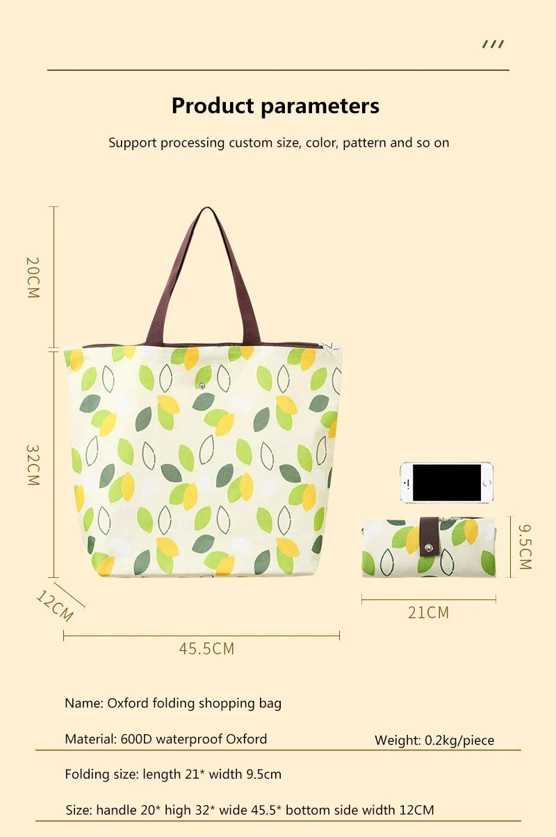 Portable Oxford Shopping Bag Waterproof Foldable Portable Oxford Bag
