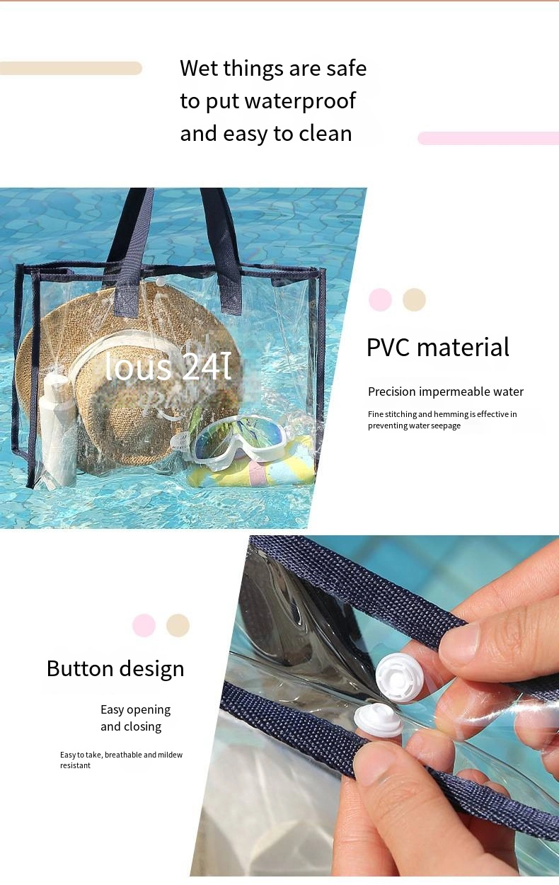 Portable Swimming Bag Cosmetics Storage Bag Waterproof Transparent Toiletry Bag Large Capacity