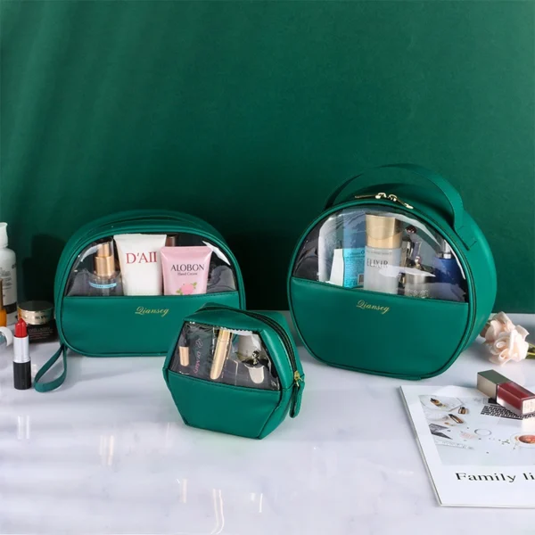 Portable Toiletry Makeup Bag Makeup Storage Bag Transparent 3-Piece Set