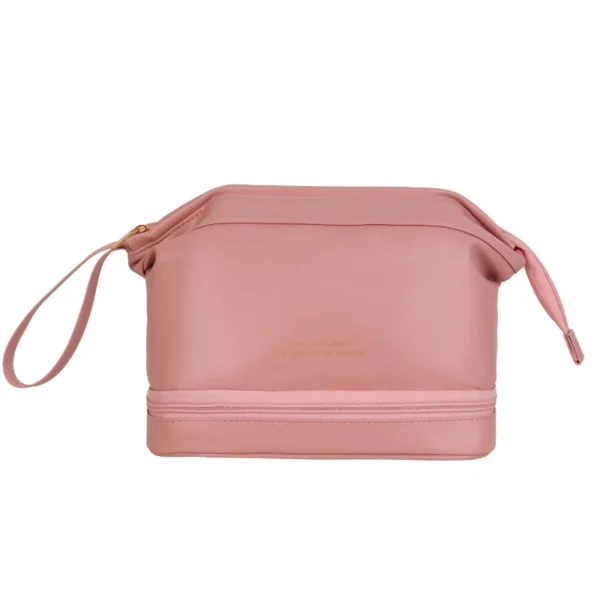 Portable Travel Storage Bag Women′s Double PU Leather Cloud Makeup Bag - Image 4