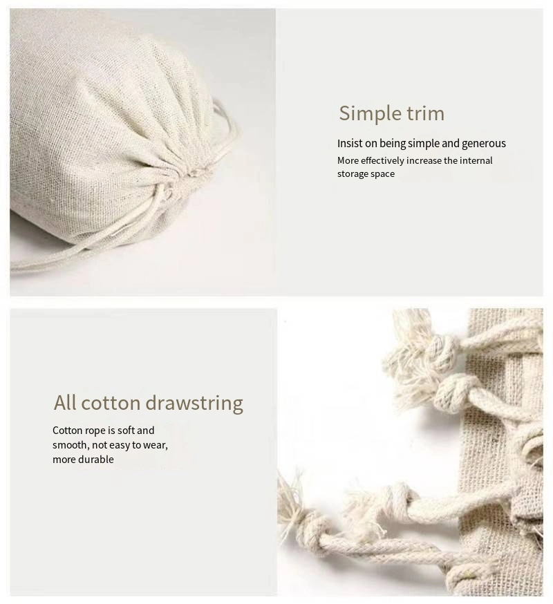 Printed Canvas Bundle Pocket Rice Linen Drawstring Bag Cotton Bag