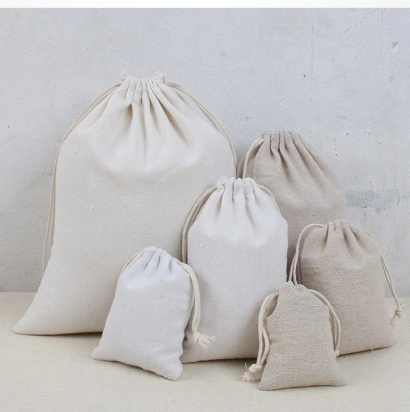 Printed Canvas Bundle Pocket Rice Linen Drawstring Bag Cotton Bag