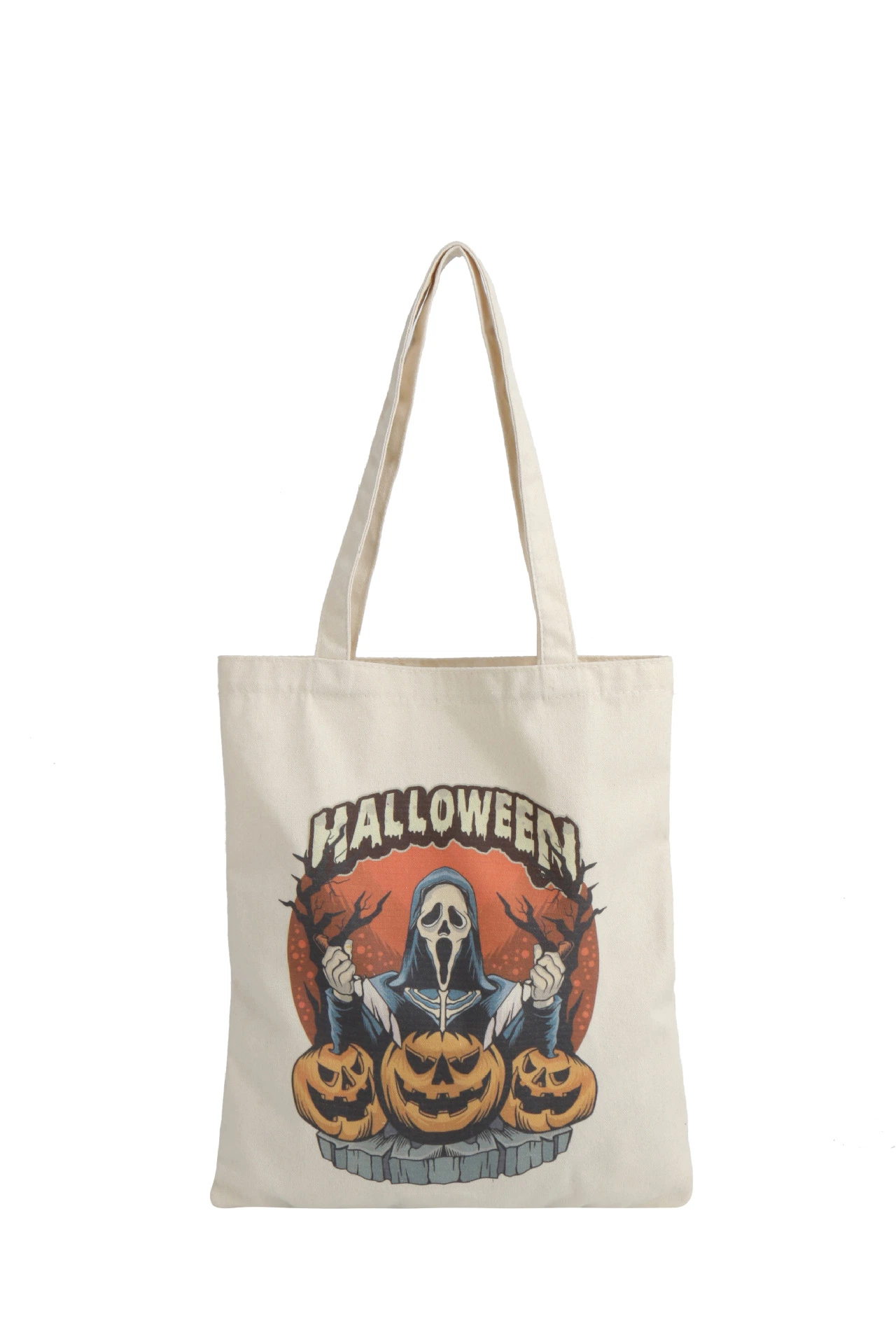 Printed Canvas Tote Women′s Shoulder Bag Holiday Decorated Candy Tote Bag