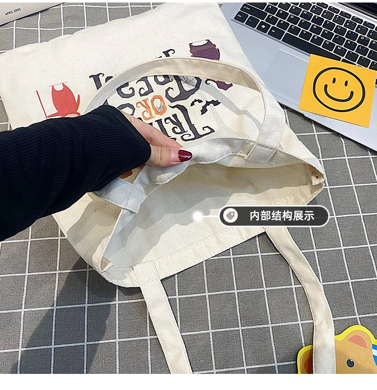 Printed Canvas Tote Women′s Shoulder Bag Holiday Decorated Candy Tote Bag