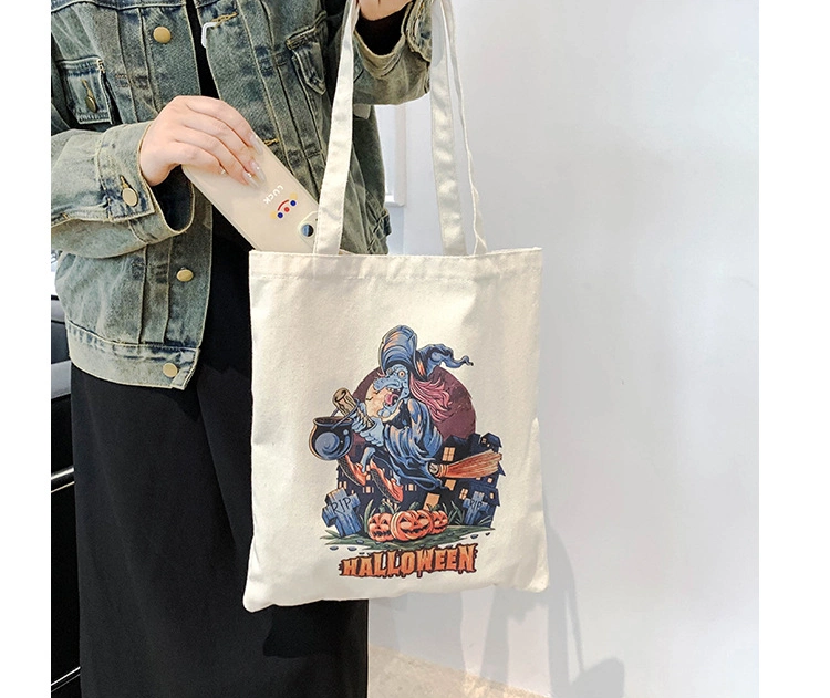 Printed Canvas Tote Women′s Shoulder Bag Holiday Decorated Candy Tote Bag