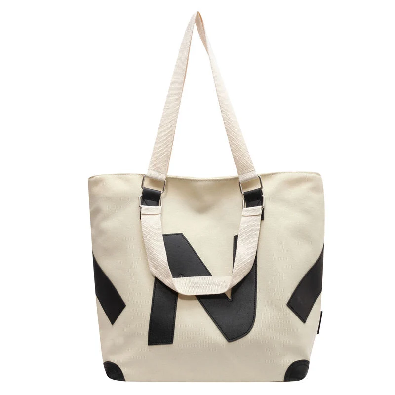 Promotion Beach Shopping Tote Bags with Custom Printed Logo Pocket Zipper Cotton Canvas Tote Bags