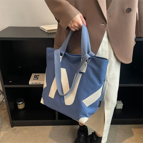Promotion Beach Shopping Tote Bags with Custom Printed Logo Pocket Zipper Cotton Canvas Tote Bags - Image 4