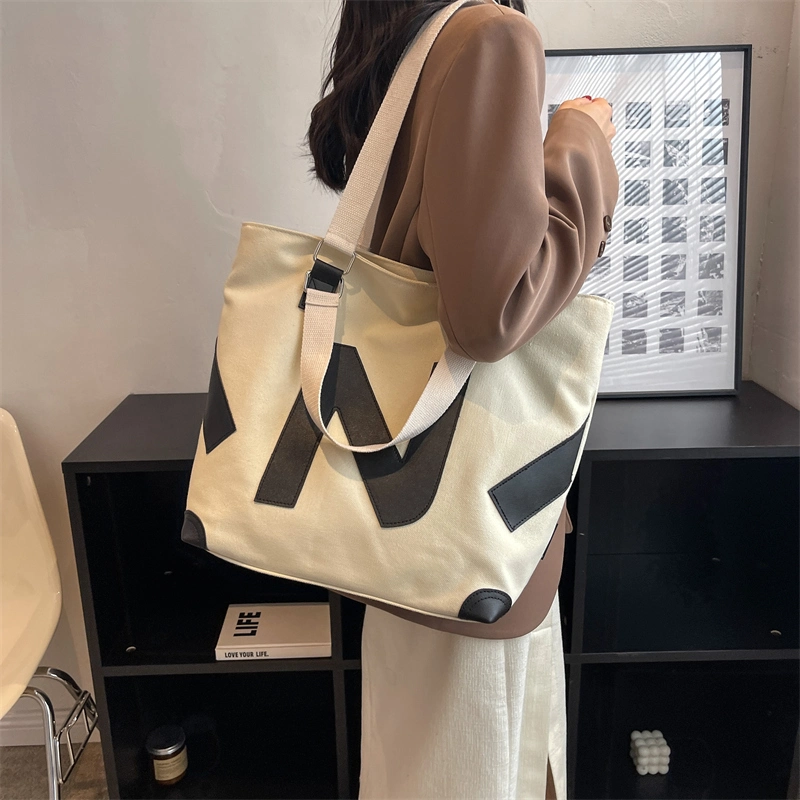 Promotion Beach Shopping Tote Bags with Custom Printed Logo Pocket Zipper Cotton Canvas Tote Bags