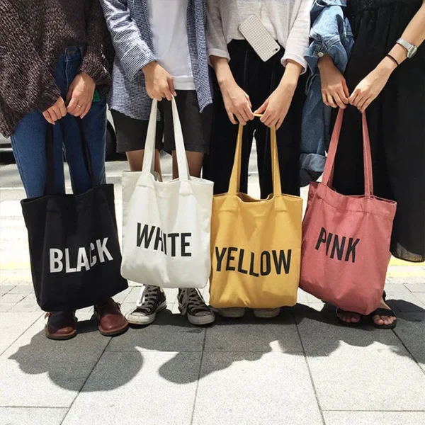 Promotion Custom Logo Print Eco Women Reusable Cotton Canvas Shopping Tote Bag - Image 6