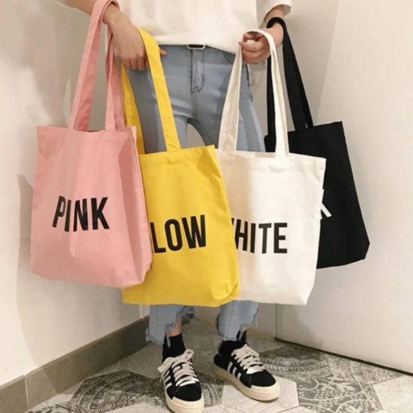 Promotion Custom Logo Print Eco Women Reusable Cotton Canvas Shopping Tote Bag