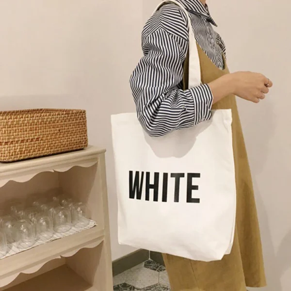 Promotion Custom Logo Print Eco Women Reusable Cotton Canvas Shopping Tote Bag - Image 3