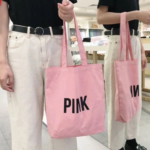 Promotion Custom Logo Print Eco Women Reusable Cotton Canvas Shopping Tote Bag - Image 4