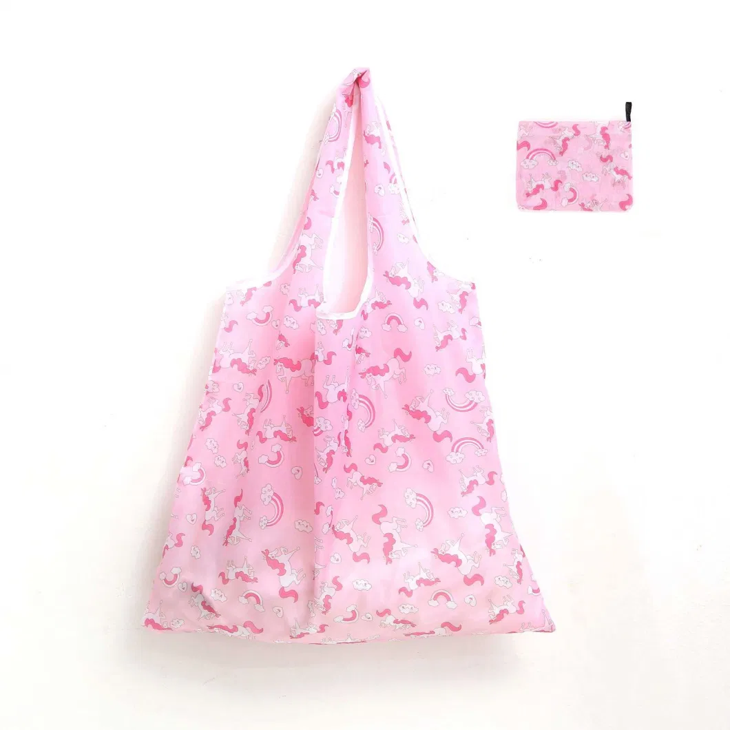 Promotional Portable Supermarket Shopping Bag Eco-Friendly Reusable Polyester Tote Bags