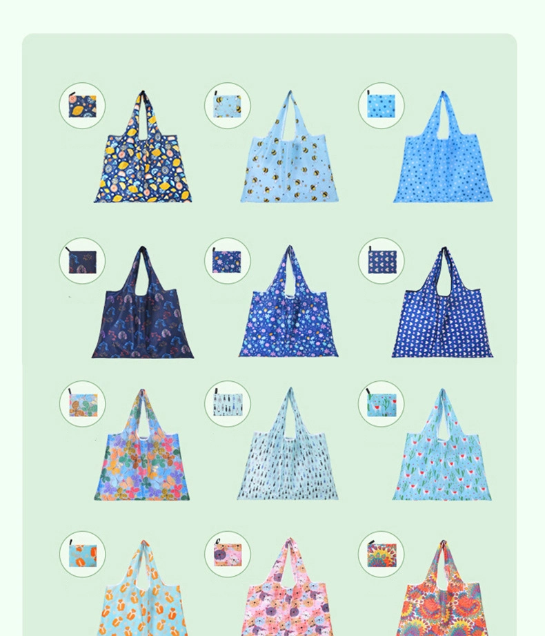 Promotional Portable Supermarket Shopping Bag Eco-Friendly Reusable Polyester Tote Bags