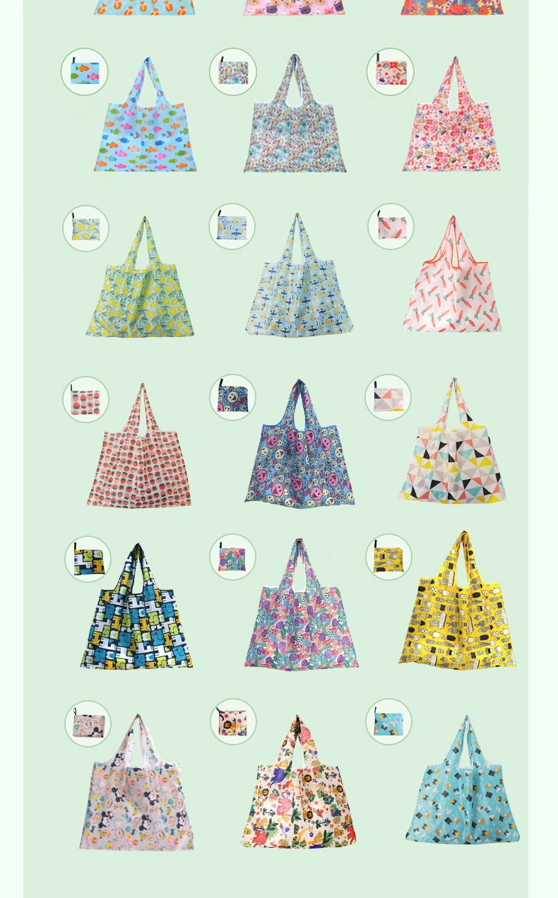 Promotional Portable Supermarket Shopping Bag Eco-Friendly Reusable Polyester Tote Bags