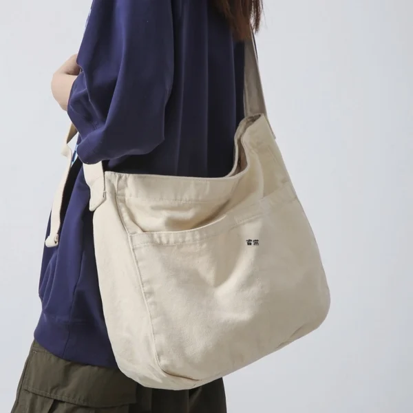 Pure Color Simple Wash Canvas Bag Messenger Bag Fashion Shoulder Crossbody Bag