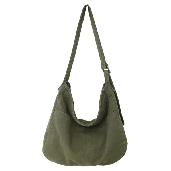 Pure Color Simple Wash Canvas Bag Messenger Bag Fashion Shoulder Crossbody Bag - Image 6