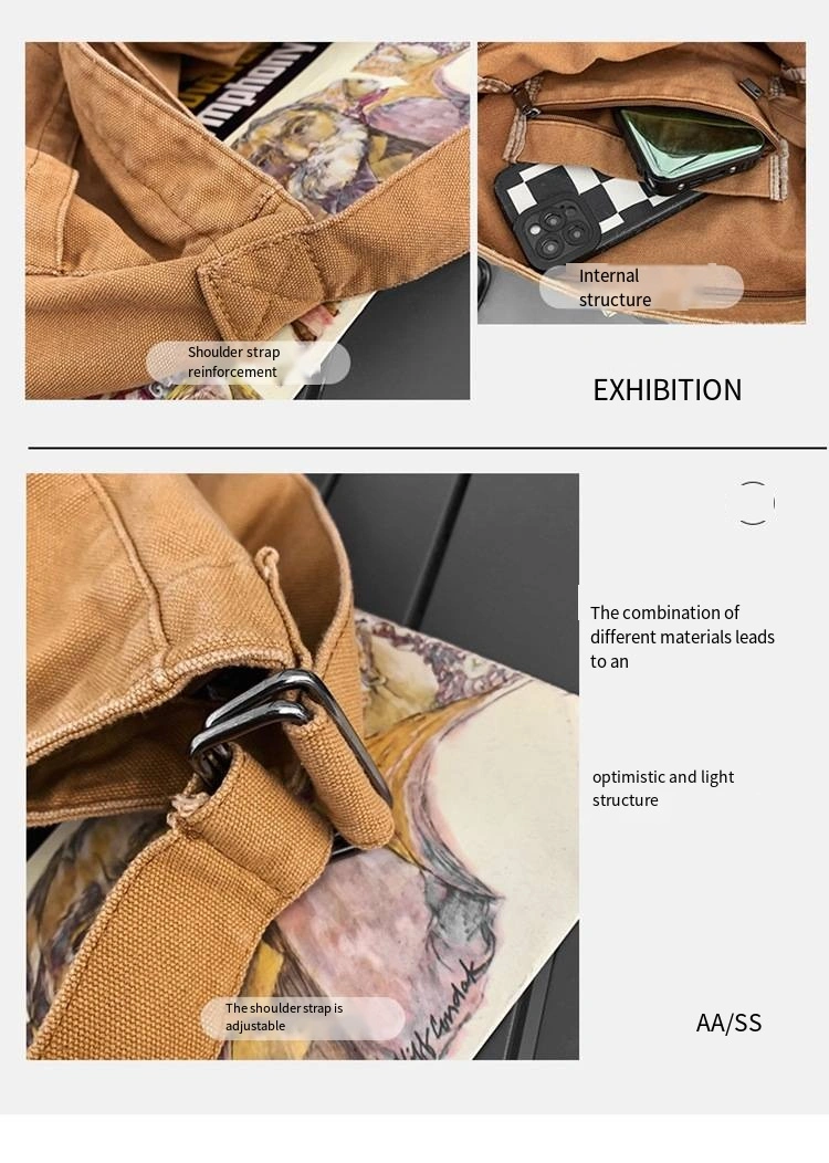 Pure Color Simple Wash Canvas Bag Messenger Bag Fashion Shoulder Crossbody Bag