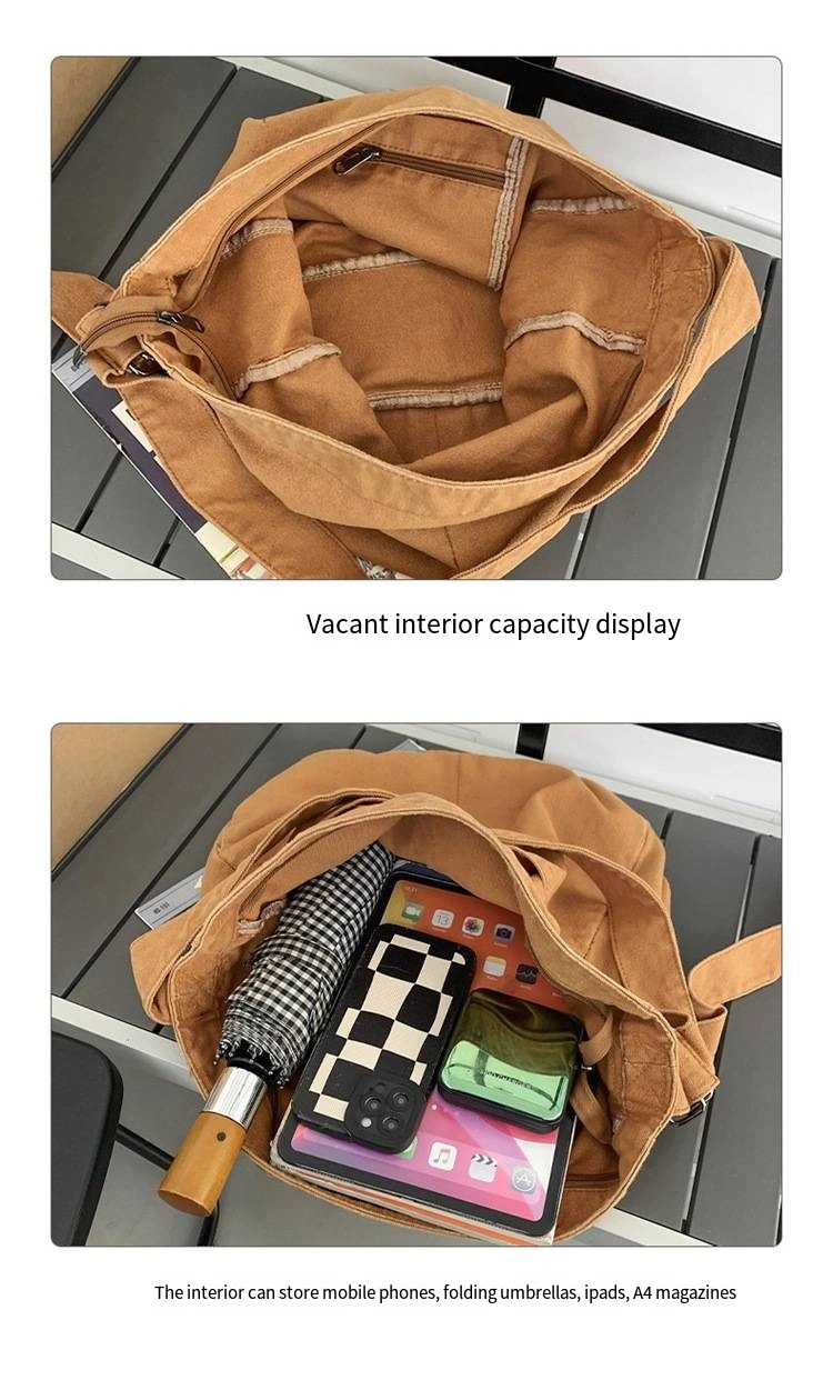 Pure Color Simple Wash Canvas Bag Messenger Bag Fashion Shoulder Crossbody Bag