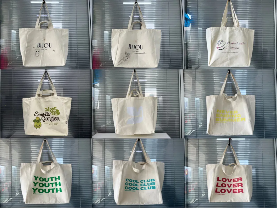 Quality Custom Printed Organic Cotton Canvas Tote Bag Printed Ropehandle Organic Cotton Canvas Bag