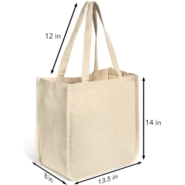 Recycle Organic 100% Plain Cotton Shopping Bag Reusable Cotton Canvas Tote Bags with Custom Logo - Image 2