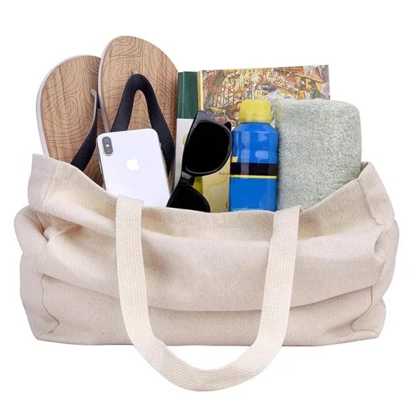Recycle Organic 100% Plain Cotton Shopping Bag Reusable Cotton Canvas Tote Bags with Custom Logo - Image 5