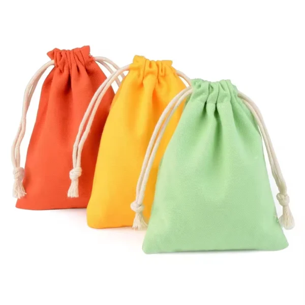 Reusable Small Pouch Custom Logo Natural Cotton Dust Bag Drawstring Bag - Image 4