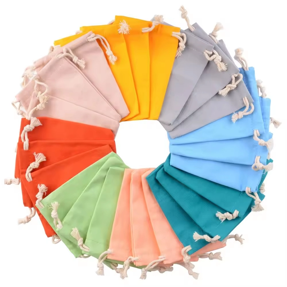 Reusable Small Pouch Custom Logo Natural Cotton Dust Bag Drawstring Bag