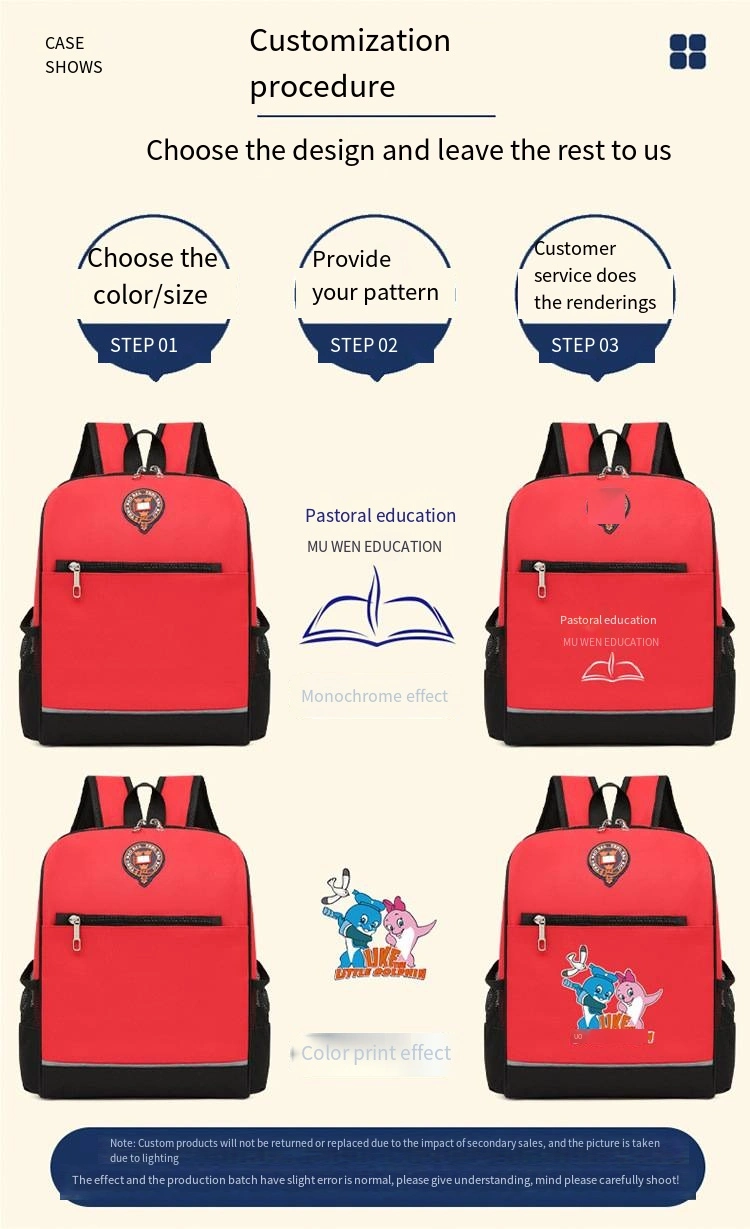 School Bag Custom Printed Word Backpack Printed Logo Tutoring Class Tutoring Bag