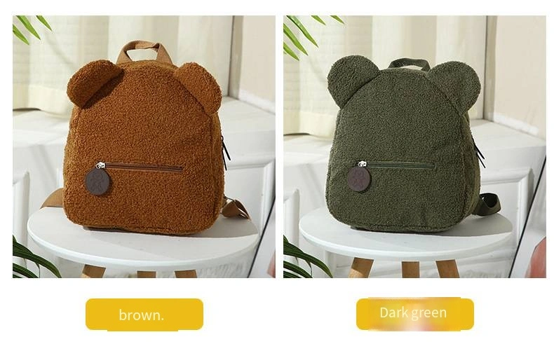 School Bag Plush Mini Backpack Cartoon Cute Bear Ears Children&prime;s Backpack