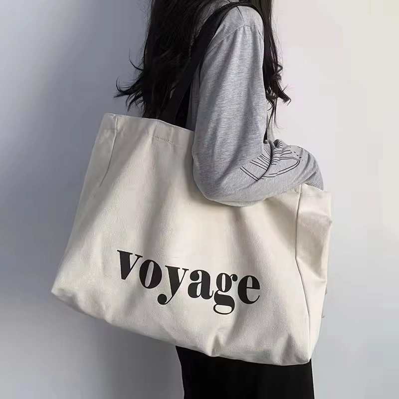 Shopping Bag Canvas Tote Bag with Pocket and Zipper Custom