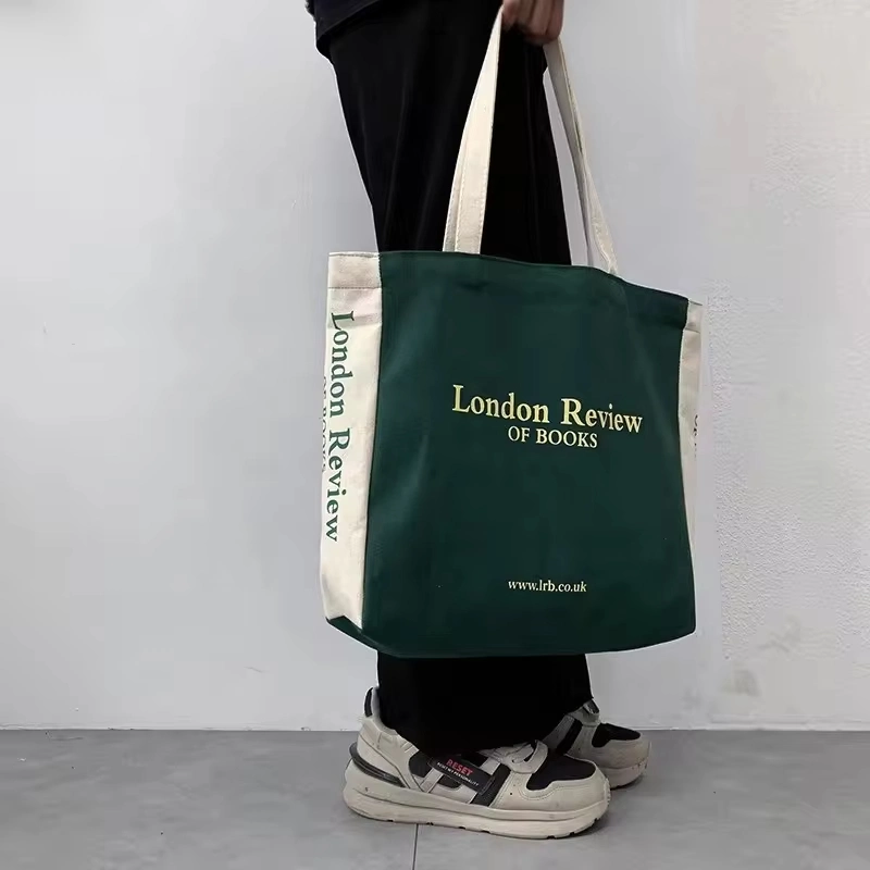 Shopping Bag Canvas Tote Bag with Pocket and Zipper Custom