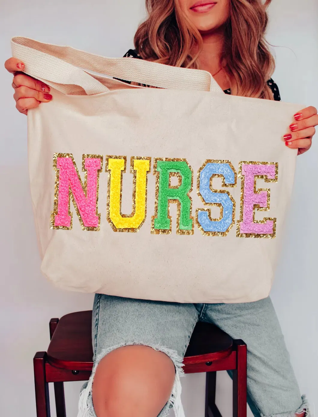 Shopping Canvas Tote Bags Teacher Day Logo Cotton Canvas Bag with Pockets