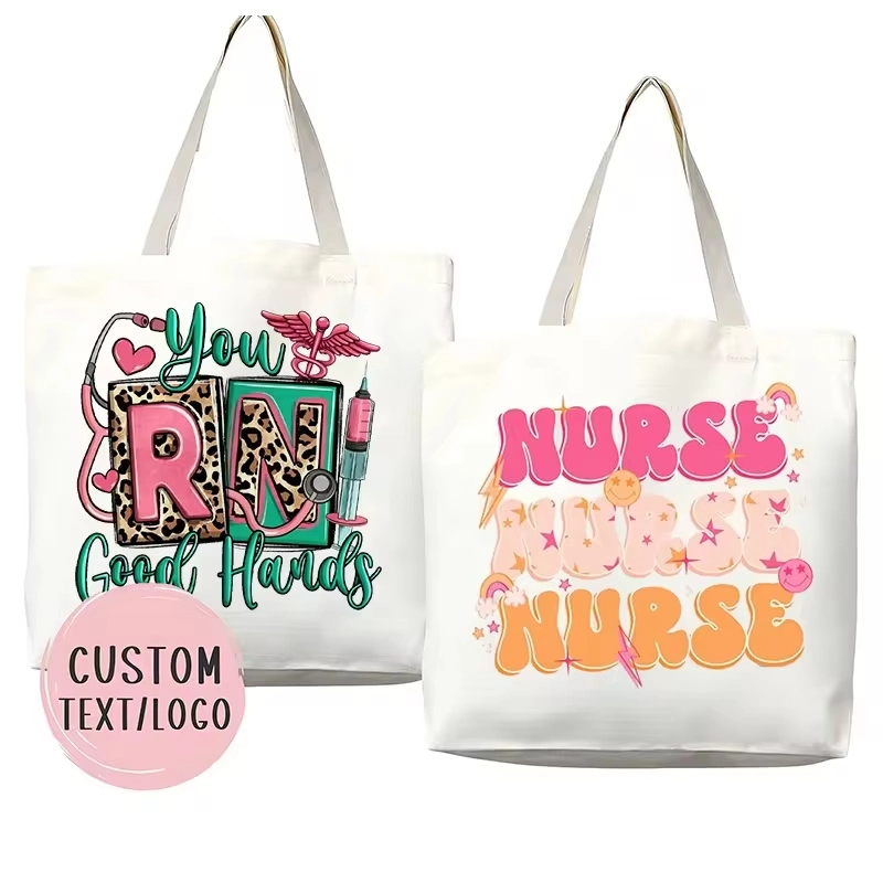 Shopping Canvas Tote Bags Teacher Day Logo Cotton Canvas Bag with Pockets